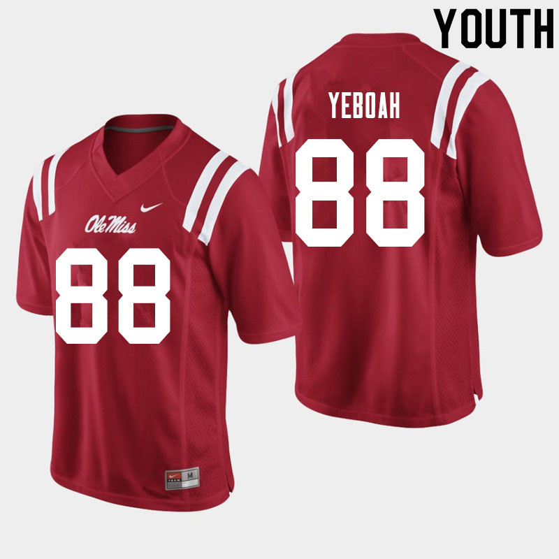 Youth #88 Kenny Yeboah Ole Miss Rebels College Football Jerseys Sale-Red